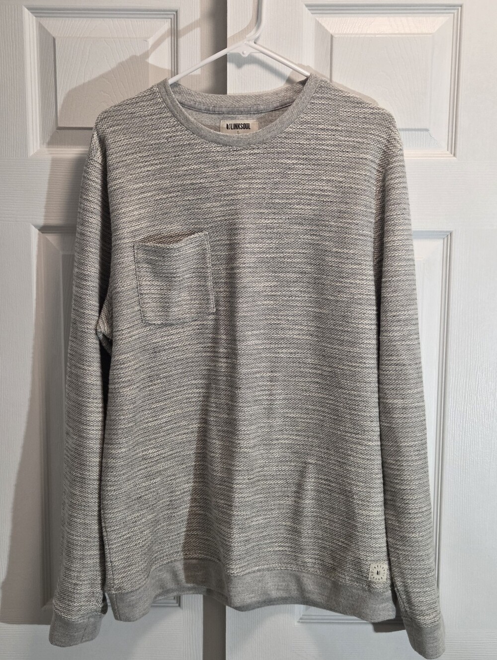 Linksoul Heather Grey Crewneck Sweater with Chest Pocket Size Large Like New